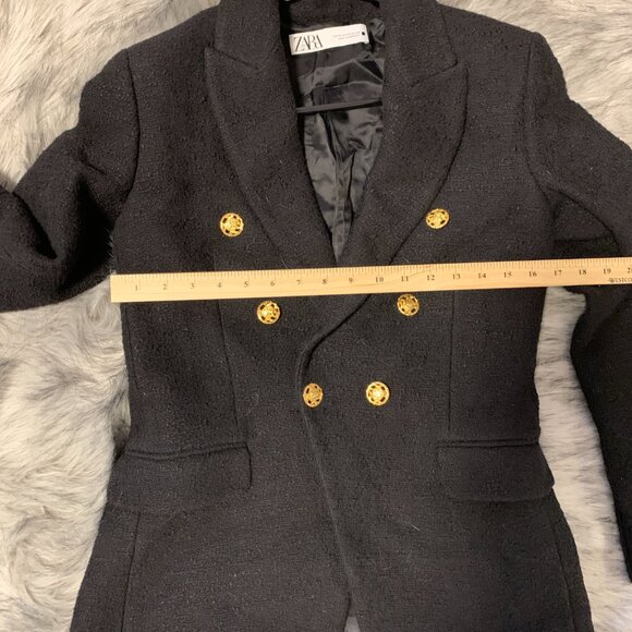 ZARA Women Tweed Blazer 8478/795, Black, Size XS - Picture 4 of 7